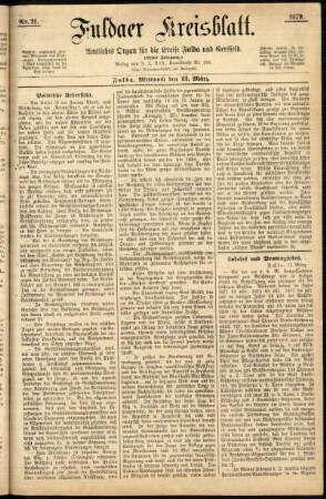 Ausgabe vom Mittwoch, den 12. März 1879.