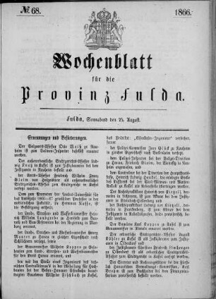 Nr. 68, Ausgabe vom 25. August 1866