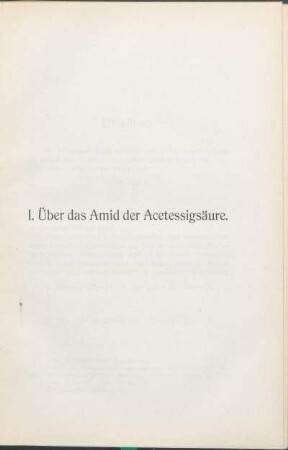 I. Über das Amid der Acetessigsäure.
