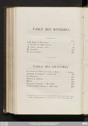 Table Des Gravures