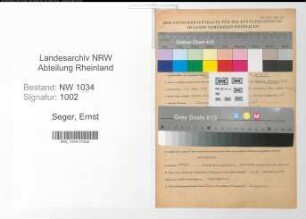 Entnazifizierung Ernst Seger , geb. 24.08.1903 (Amtmann)