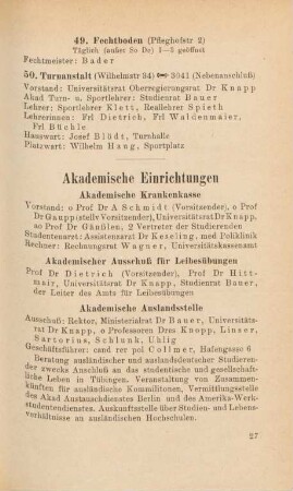 27-30, Akademische Einrichtungen
