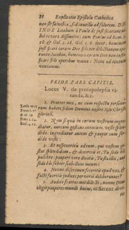 Prior Pars Capitis. Locus V. de prosopolepsia vitanda, &c.