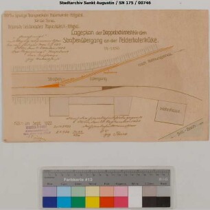Gleisanschluss Geldmacher, Lageplan der Doppelschienen für den Straßenübergang an der Felderhoferbrücke