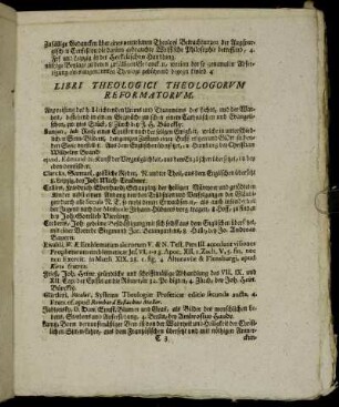 Libri Theologici Theologorvm Reformatorvm.
