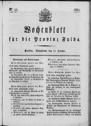 Nr. 41, Ausgabe vom 11. Oktober 1851