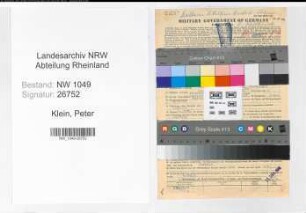 Entnazifizierung Peter Klein , geb. 27.07.1903 (Buchhalter)
