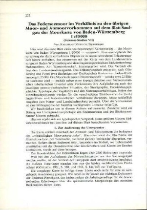 Das Federseemoor im Verhältnis zu den übrigen Moor- und Anmoorvorkommen auf dem Blatt Saulgau der Moorkarte von Baden-Württemberg 1:50 000. (Federseestudien VII)