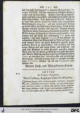 Lettre du Primat à l'Empereur.