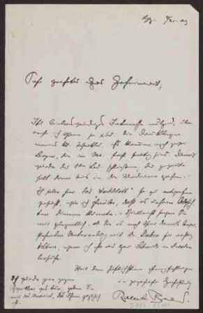 Schreiben an Hermann Muthesius (Brief)