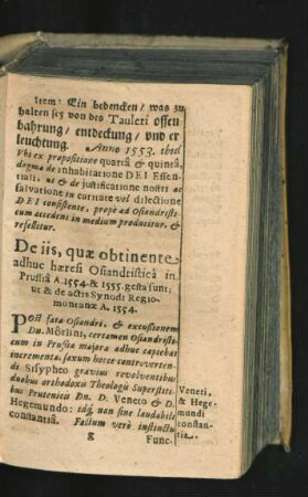 De iis, quae obtinente adhuc haeresi Osiandristica in Prussia ...
