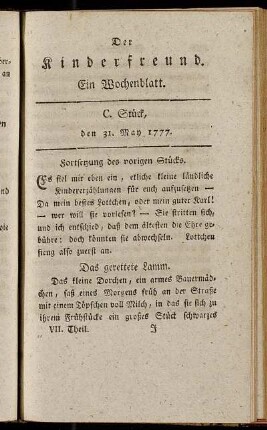 C. Stück, den 31. May 1777