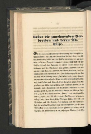 Ueber die zunehmenden Verbrechen und deren Abhülfe.