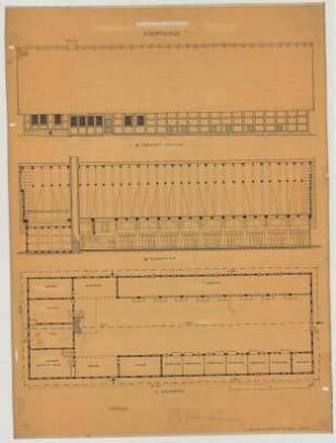 Leeden (Kreis Tecklenburg): Hof Schulte Loose. Haupthaus (Grundriss, Südwestansicht, Längsschnitt)
