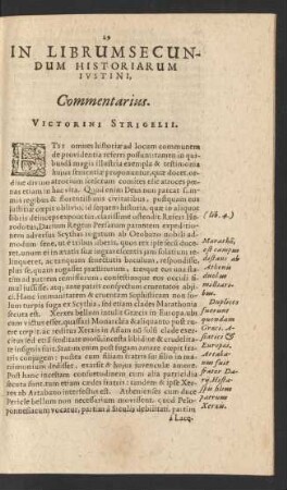 In Librum Secundum Historiarum Ivstini, Commentarius.