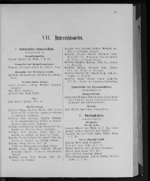 VII. Unterrichtswesen.