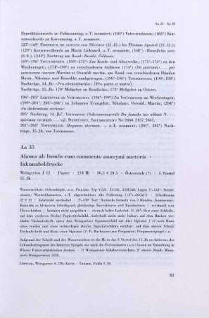 Aa 33. Alanus ab Insulis cum commento anonymi auctoris, Inkunabeldrucke