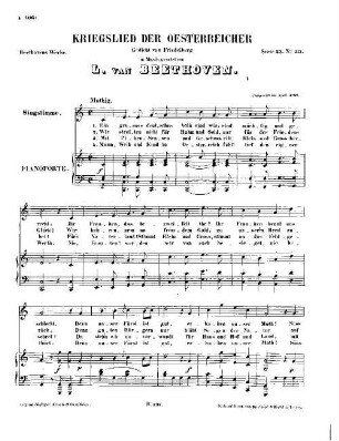 Beethoven's Werke, 231 = Serie 23: Lieder und Gesänge mit Begleitung des Pianoforte. Kriegslied der Oestreicher : [WoO 122]