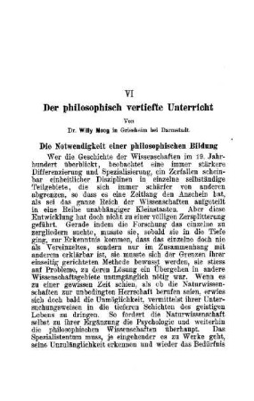 Der philosophisch vertiefte Unterricht