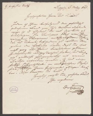 Gustav Frank (1807-1860) Autographen: Brief von Gustav von Frank an Oskar Ludwig Bernhard Wolff sowie an Unbekannt - BSB Autogr. Frank, Gustav von