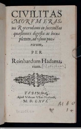 Civilitas Morvm Erasmi Roterodami