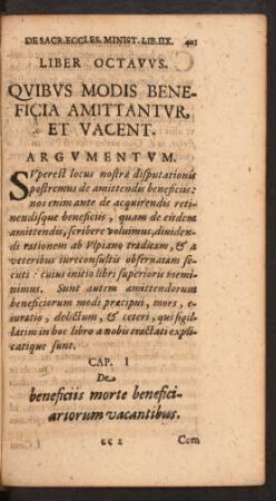 Liber Octavus. Quibus Modis Beneficia Amittantur, Et Vacent.