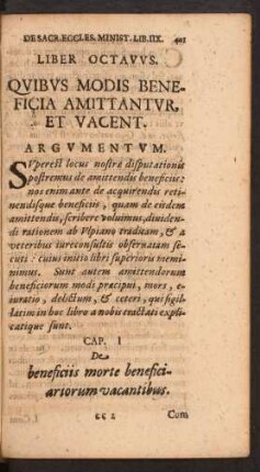 Liber Octavus. Quibus Modis Beneficia Amittantur, Et Vacent.