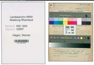Entnazifizierung Werner von der Hagen , geb. 17.04.1921 (Angestellter)