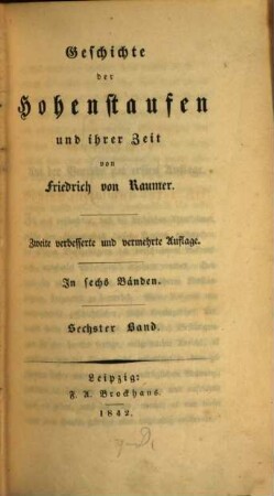 Geschichte der Hohenstaufen und ihrer Zeit, 6