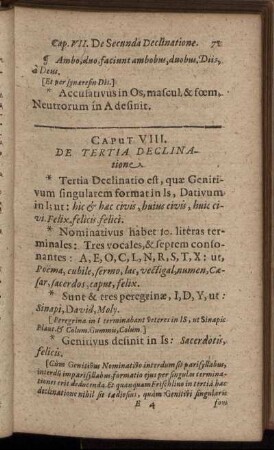 Caput VIII. De Tertia Declinatione.