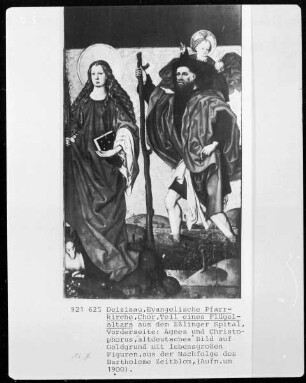 Teil eines Flügelaltars aus dem Eßlinger Spital — Agnes und Christophorus
