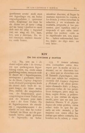 XIV De los cánticos y suenos