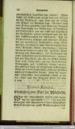 Drittes Kapitel. Eintheilung und Plan der Philosophie