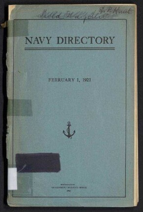 Navy Directory - Officers of the United States Navy, February 1, 1921.