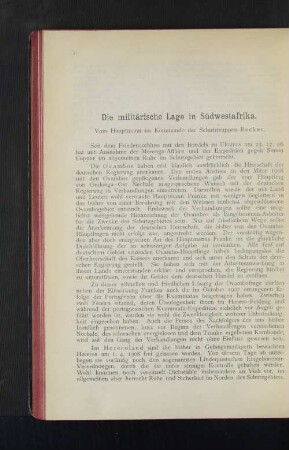 Die militärische Lage in Südwestafrika.