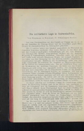Die militärische Lage in Südwestafrika.