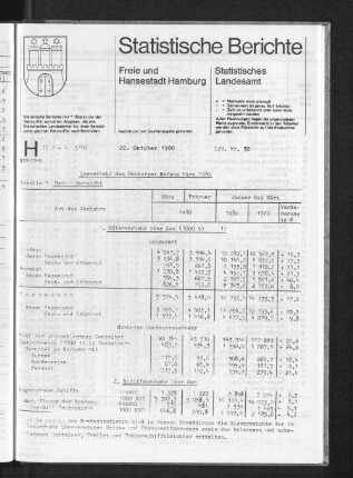 Seeverkehr des Hamburger Hafens März 1980 : Lfd. Nr. 30