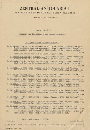 Nr. 279: Klassische Philologie und Altertumskunde