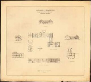 Ostdeutsches Forstamt Schinkelwettbewerb 1944: Forstsekretär-Gehöft. Grundrisse, Ansichten, Schnitte 1:200