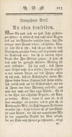 Neunzehnter Brief. An eben denselben