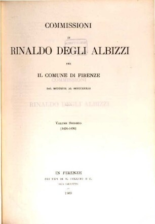 Commissioni di Rinaldo degli Albizzi per il Comune di Firenze : dal 1399 al 1433. 2, 1424 - 1426