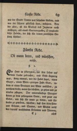Fünfte Rede. Ob mann beten, und wünschen müße