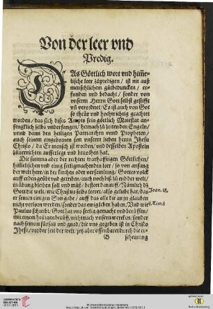 Von der leer vnd Predig