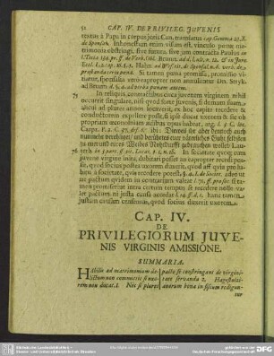 Cap. IV. De Privilegiorum Juvenum Virginis Amissione
