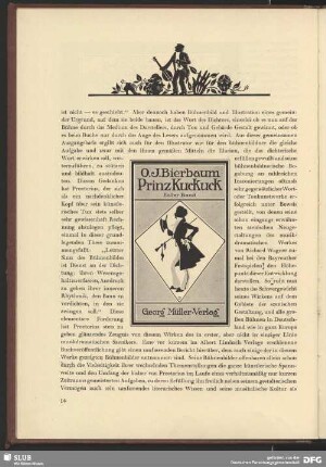 O. J. Bierbaum: Prinz Kuckuck. Erster Band