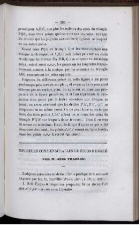 Diviseurs commensurables du second degré.
