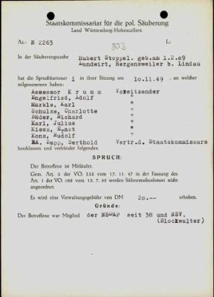 Stoppel, Hubert
