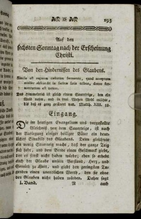 Auf den sechsten Sonntag nach der Erscheinung Christi.