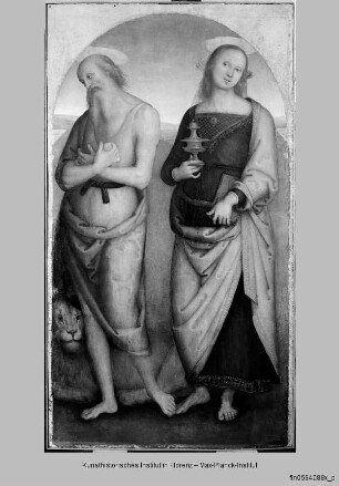 Polyptychon mit Szenen aus dem Leben Christi und Heiligen : Die Heiligen Hieronymus und Maria Magdalena