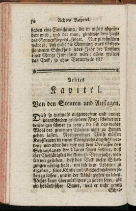 Achtes Kapitel. Von den Steuren und Auflagen.